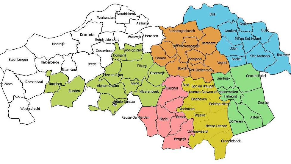 Gemeentes Brabant Route WDL drank leveringsplaatsen plaatsen drankenhandel